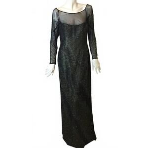 NEW STEPHEN YEARICK women's beaded long sleeve gown in olive